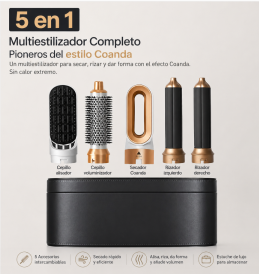 CEPILLO SECADOR IONICO 5 EN 1 Y ESTUCHE